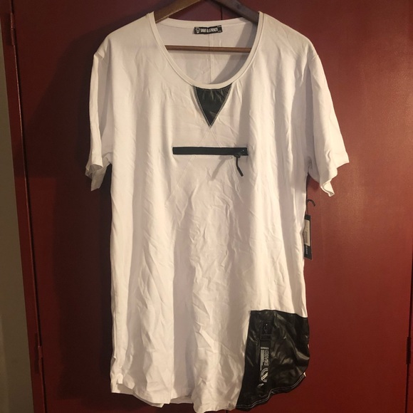 White with Black Faux Leather Shirt NWT - Picture 1 of 4